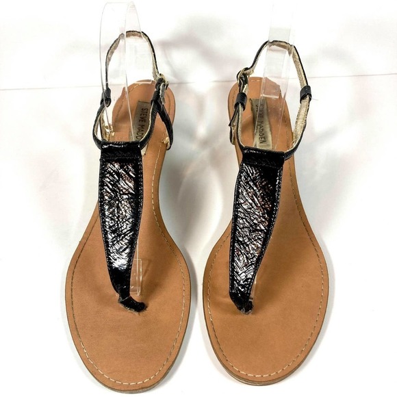 Size 9 Steve Madden T-Strap Wedge Sandals - Picture 2 of 8